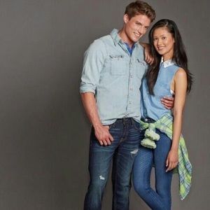 Hollister Co. Lace Collar Sleeveless Button Down